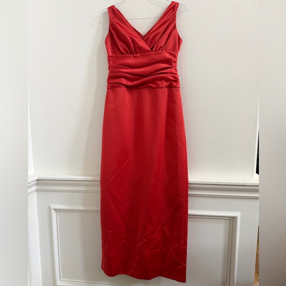 David's Bridal Vibrant Orange formal Maxi Dress